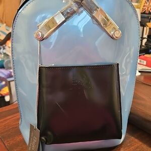 Beijo Iridescent Light Blue Mini Backpack with Black Pocket